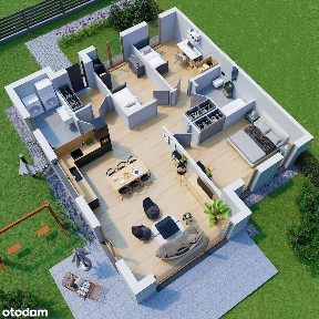 Dom parterowy 104m2, przy jeziorze, taras na dachu, szynobus, sklep