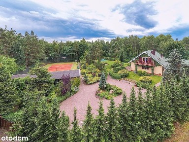 Dom w lesie przy jeziorze Gowidlińskim.