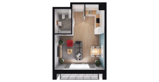 2-pokojowe mieszkanie 40m2 + balkon