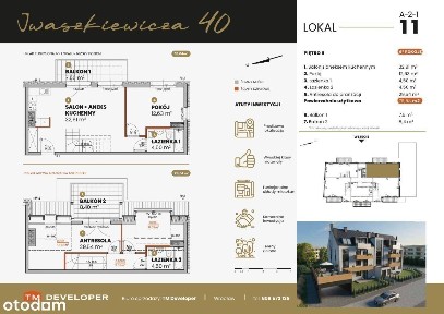 73,45 m2, apartament z antresolą, 2 balkonami i klimatyzacją