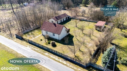 Dom + budynki, działka 1300 mkw, 10 min do Zelowa