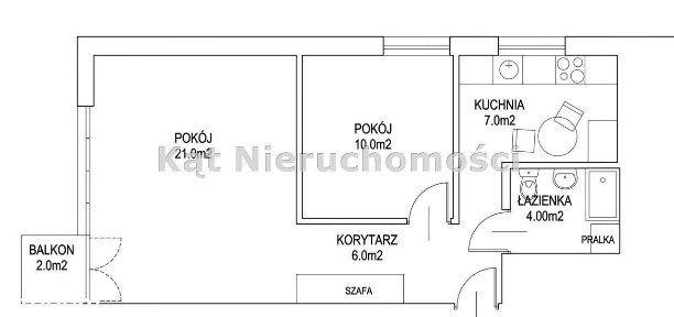 Krzyki - 2 pokojowe mieszkanie do sprzedania