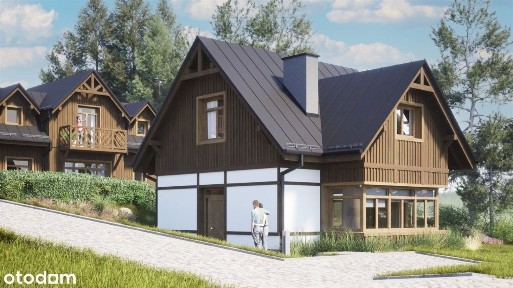 Nowoczesny dom w tradycyjnej zabudowie sudeckiej.