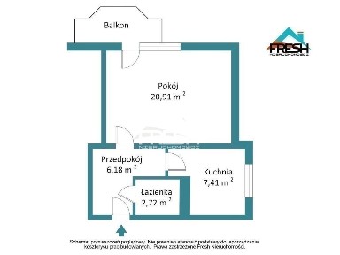 Kawalerka z balkonem i piwnicą, 1 piętro, 37 m2