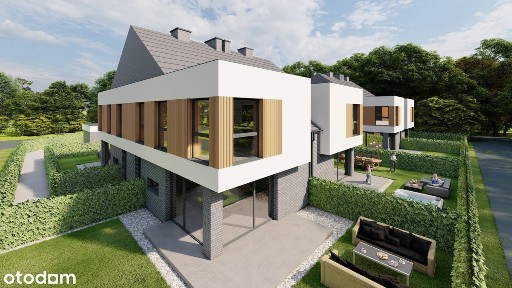 Nowoczesny Dom w Zabudowie Czworaczej z Ogródkiem i Wiatą Garażową