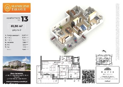 3-pokojowe mieszkanie 61m2 + taras Bez Prowizji