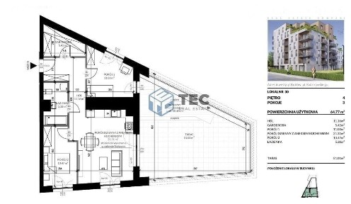 Apartament z 50 metrowym tarasem, Gotowy Bez Pcc