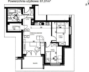 Osiedle Grunwaldzkie. 3 pokoje - 61,25 m2