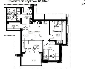 Osiedle Grunwaldzkie. 3 pokoje - 61,25 m2