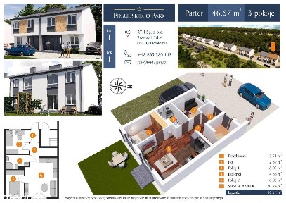 Parter, 47m2, PROMOCJA 399 000. Dwa miejsca postojowe w cenie.