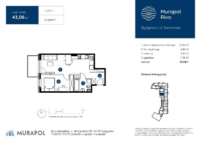 2-pokojowe mieszkanie 46m2 + balkon