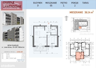 Nowe budownictwo-36,05 m2-2 pok. Lawendowa, Polkow