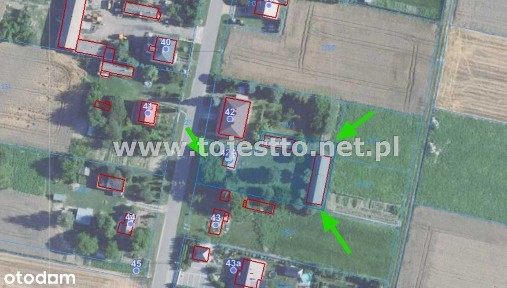 GRÓDEK, działka zabudowana 1700m2, dom + budynki