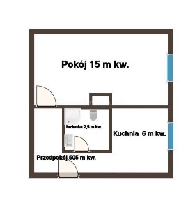 Kawalerka na parterze po remoncie z meblami i AGD.