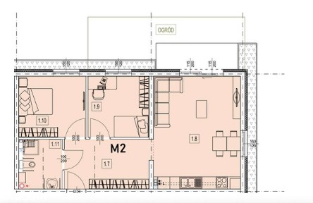 Mieszkanie nr 2 - Parter 78,66 m², ogród 25 m²