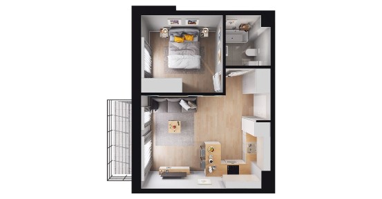 2-pokojowe mieszkanie 37m2 + balkon Bezpośrednio