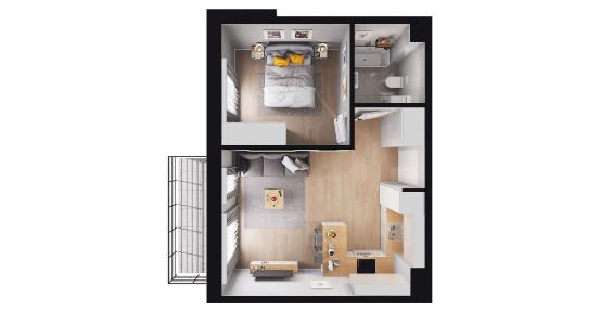 2-pokojowe mieszkanie 37m2 + balkon
