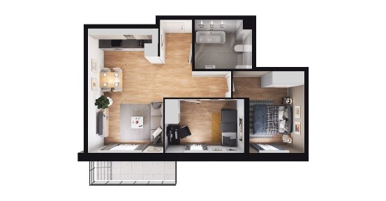 3-pokojowe mieszkanie 51m2 + balkon