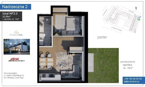 Nadrzeczna - 2 pokoje z ogródkiem, w pobliżu Narwi