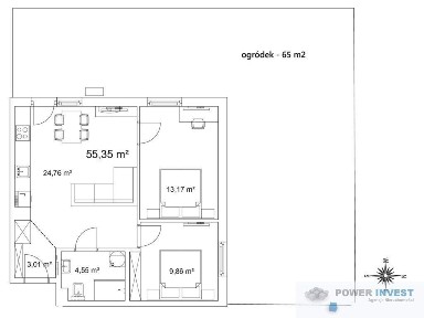 Narożne 3-pokoje z ogródkiem 65 m2, Czerwone Maki