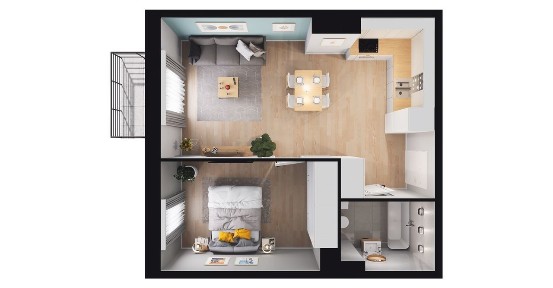 2-pokojowy apartament inwestycyjny 38m2 + balkon