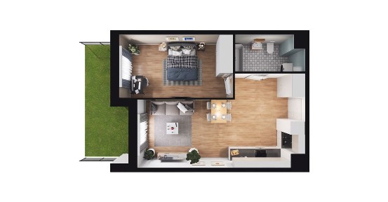 2-pokojowe mieszkanie 44m2 + ogródek