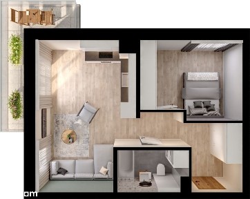 Piękne mieszkanie 42,12 m² z dużym balkonem - Giżycko, ul. Koszarowa.