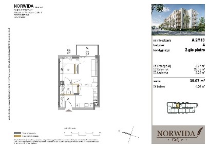 Nowoczesne 1-pokojowe mieszkanie z balkonem