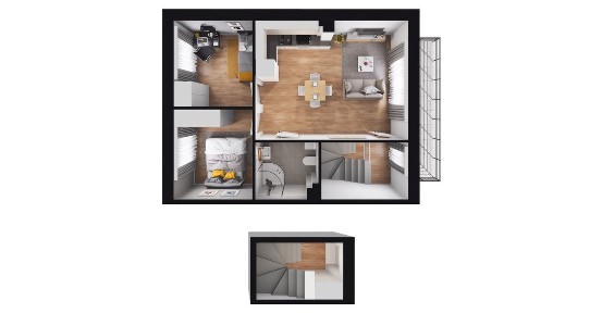 3-pokojowe mieszkanie 44m2 + ogródek