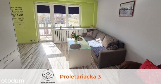 Centrum*kawalerka 35,33m2, Proletariacka, 3 piętro, balkon, piwnica.