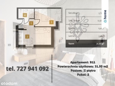 Gotowy apartament 32m z osobną sypialnią