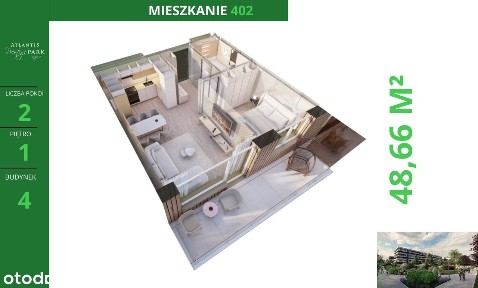 2-pokojowe mieszkanie 48m2 Bez Prowizji