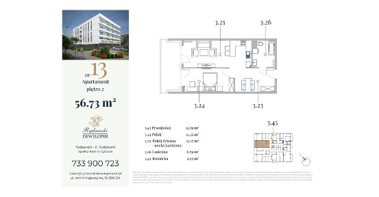 2-pokojowe mieszkanie 56m2 Bezpośrednio