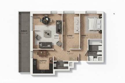 3 pok 63m2 | WIELKI BALKONE | OSOBNA KUCHNIA | łazienka + WC | Premium