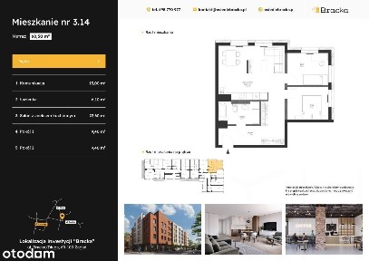 Osiedle Bracka | mieszkanie 3-pok. z balkonem | 2.8
