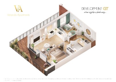 Mieszkanie 60m2 z tarasem 40m2 o głębokości 2,2mb