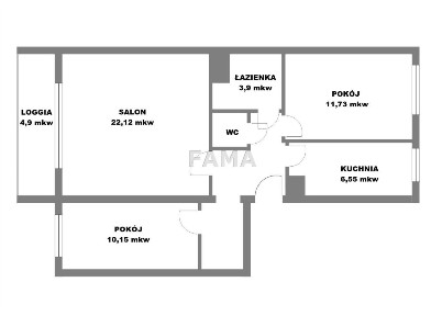 3-pok., 64,40 m2, Os. Południe, ul. Planty, loggia