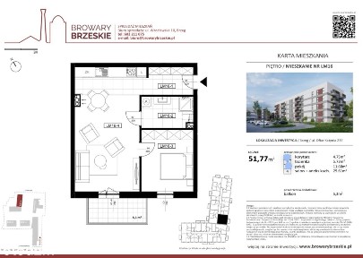 Osiedle Browary Brzeskie Nowy budynek 23E Mieszkanie 51,77 m2