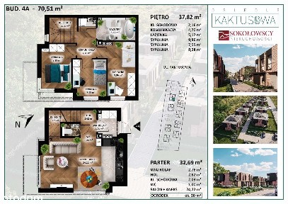 Mieszkanie dwupoziomowe 70,51 m2, ogródek, parking