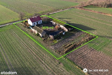 Siedlisko z domem 100 m2, działką 3378 m2 na wsi