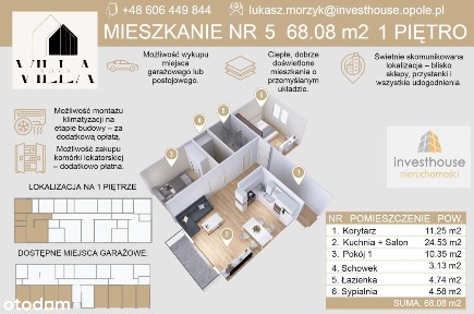 Mieszkanie, 68,08 m², Opole