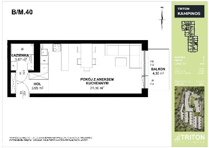 1-pokojowe mieszkanie 34m2 + balkon Bezpośrednio