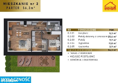 Mieszkanie 3-pokojowe z ogródkiem i miejscem parkingowym!