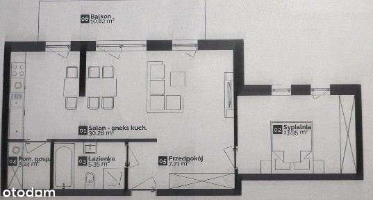 Apartament z dużym balkonem, oddzielną kuchnią i spiżarnią - Palladowe