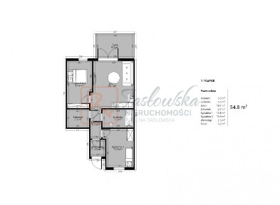 55m2, niska zabudowa z ogrodem