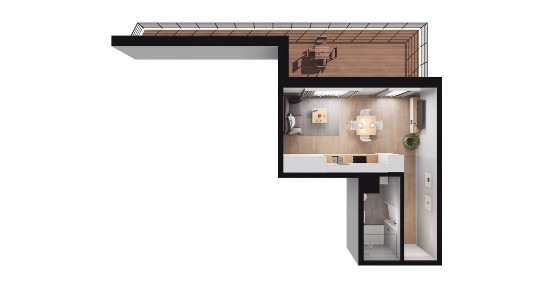 1-pokojowe mieszkanie 45m2 + loggia