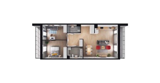 3-pokojowe mieszkanie 74m2 + 2 loggie Bezpośrednio