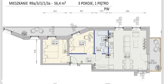 3‑pok., 56,4 m², nowy remont, 2 balkony, garaż - Planty Racławickie