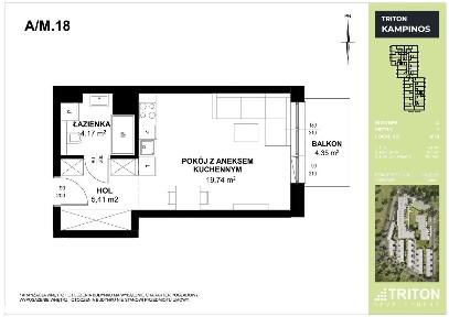 1-pokojowe mieszkanie 29m2 + balkon