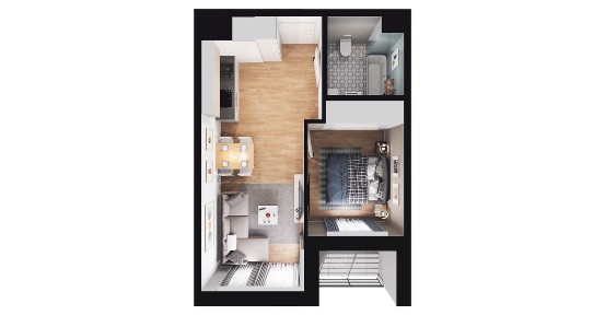 2-pokojowe mieszkanie 32m2 + loggia Bez Prowizji